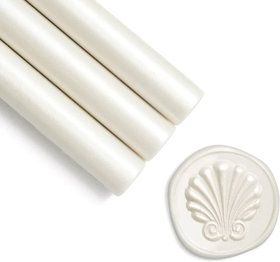 White Local Seal Wax Sticks Glue Gun Sealing Round white color for Wax Seal Stamp, Sealing Envelope, Wedding Invitations, Pack of 10